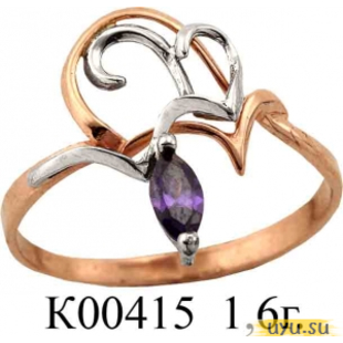 Золотое кольцо 585 пробы с фианитом, К00415