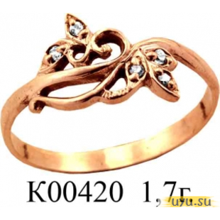 Золотое кольцо 585 пробы с фианитом, К00420