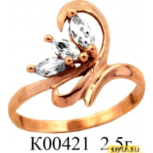Золотое кольцо 585 пробы с фианитом, К00421