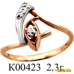 Золотое кольцо 585 пробы с фианитом, К00423