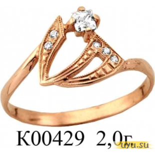 Золотое кольцо 585 пробы с фианитом, К00429