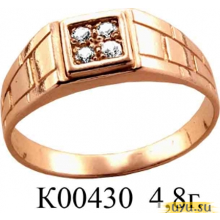Золотое кольцо 585 пробы с фианитом, К00430