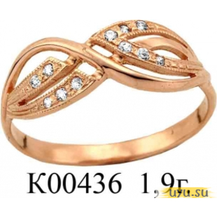 Золотое кольцо 585 пробы с фианитом, К00436