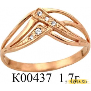 Золотое кольцо 585 пробы с фианитом, К00437