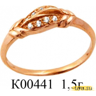 Золотое кольцо 585 пробы с фианитом, К00441