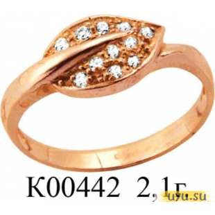 Золотое кольцо 585 пробы с фианитом, К00442