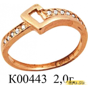 Золотое кольцо 585 пробы с фианитом, К00443