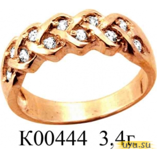 Золотое кольцо 585 пробы с фианитом, К00444