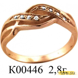 Золотое кольцо 585 пробы с фианитом, К00446