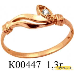 Золотое кольцо 585 пробы с фианитом, К00447