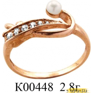 Золотое кольцо 585 пробы с фианитом, К00448