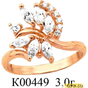 Золотое кольцо 585 пробы с фианитом, К00449
