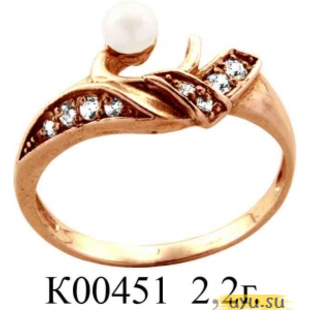 Золотое кольцо 585 пробы с фианитом, К00451