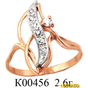 Золотое кольцо 585 пробы с фианитом, К00456