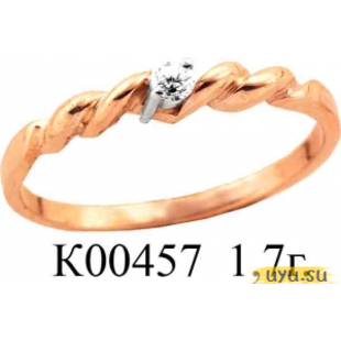 Золотое кольцо 585 пробы с фианитом, К00457