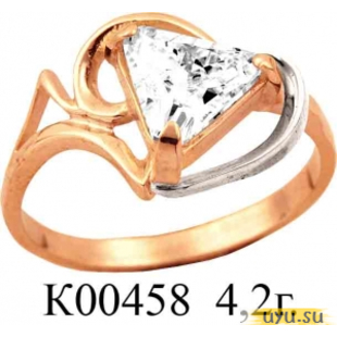 Золотое кольцо 585 пробы с фианитом, К00458