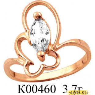 Золотое кольцо 585 пробы с фианитом, К00460