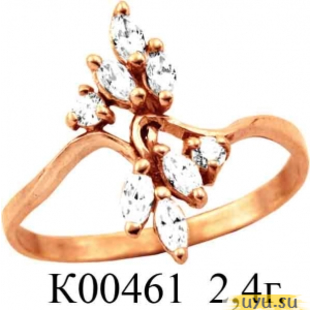 Золотое кольцо 585 пробы с фианитом, К00461