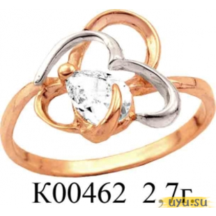 Золотое кольцо 585 пробы с фианитом, К00462