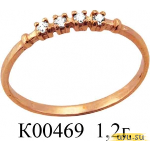 Золотое кольцо 585 пробы с фианитом, К00469