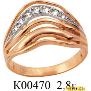 Золотое кольцо 585 пробы с фианитом, К00470