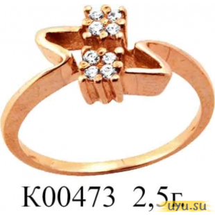Золотое кольцо 585 пробы с фианитом, К00473
