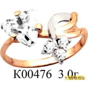 Золотое кольцо 585 пробы с фианитом, К00476