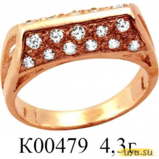 Золотое кольцо 585 пробы с фианитом, К00479