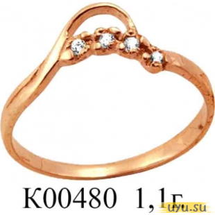Золотое кольцо 585 пробы с фианитом, К00480
