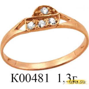 Золотое кольцо 585 пробы с фианитом, К00481