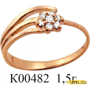 Золотое кольцо 585 пробы с фианитом, К00482