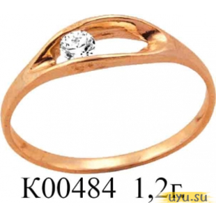 Золотое кольцо 585 пробы с фианитом, К00484