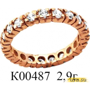 Золотое кольцо 585 пробы с фианитом, К00487