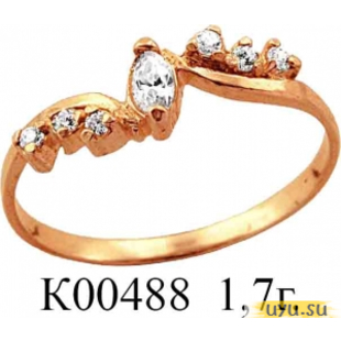Золотое кольцо 585 пробы с фианитом, К00488