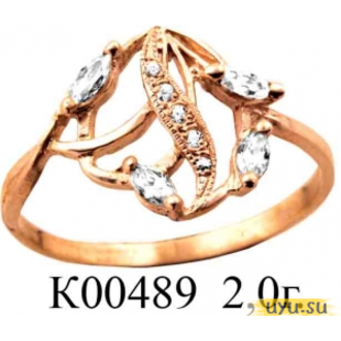 Золотое кольцо 585 пробы с фианитом, К00489