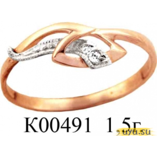 Золотое кольцо 585 пробы с фианитом, К00491