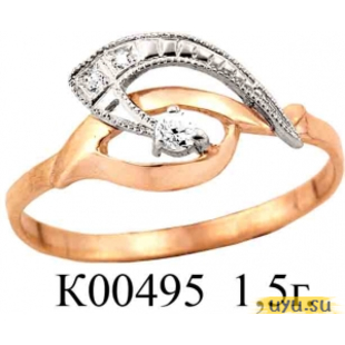 Золотое кольцо 585 пробы с фианитом, К00495