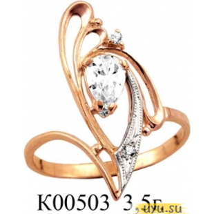 Золотое кольцо 585 пробы с фианитом, К00503