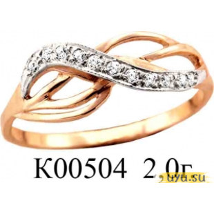 Золотое кольцо 585 пробы с фианитом, К00504