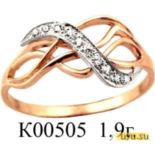 Золотое кольцо 585 пробы с фианитом, К00505