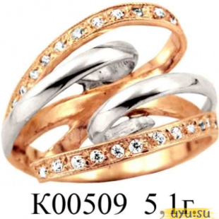 Золотое кольцо 585 пробы с фианитом, К00509