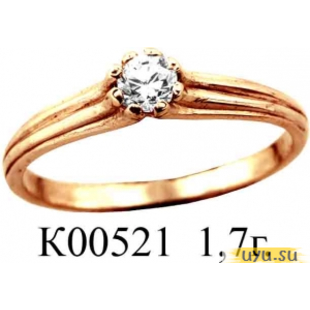 Золотое кольцо 585 пробы с фианитом, К00521