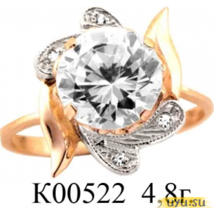 Золотое кольцо 585 пробы с фианитом, К00522