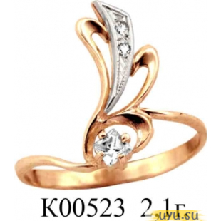 Золотое кольцо 585 пробы с фианитом, К00523