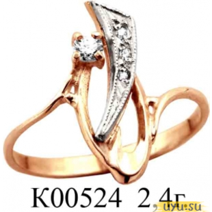 Золотое кольцо 585 пробы с фианитом, К00524
