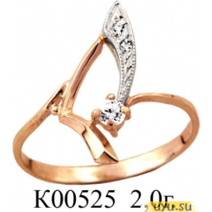 Золотое кольцо 585 пробы с фианитом, К00525