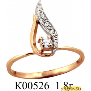 Золотое кольцо 585 пробы с фианитом, К00526