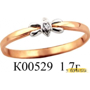 Золотое кольцо 585 пробы с фианитом, К00529
