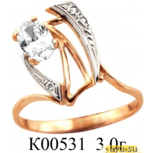 Золотое кольцо 585 пробы с фианитом, К00531