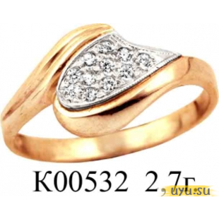 Золотое кольцо 585 пробы с фианитом, К00532